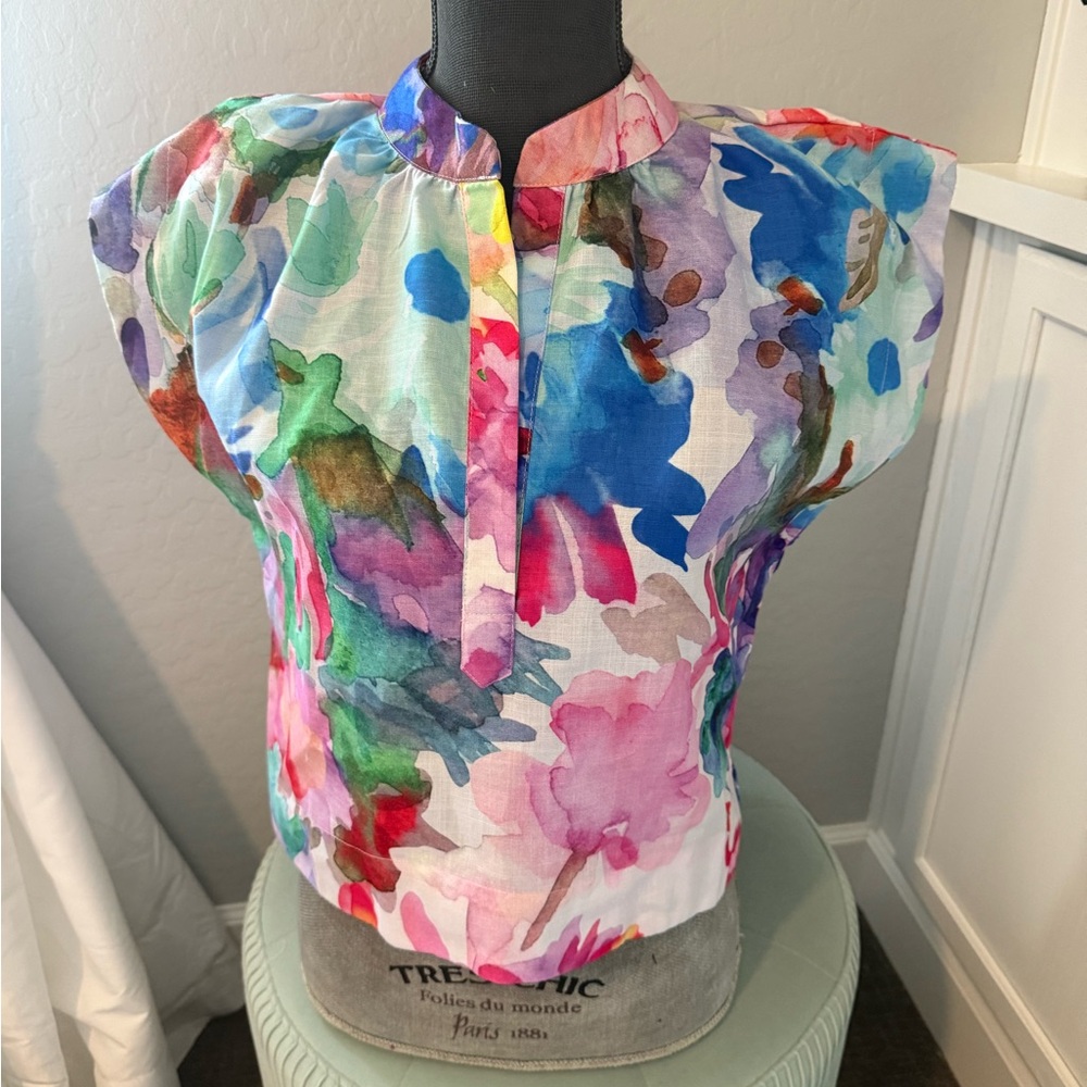 Colorful Watercolor Print Women's Blouse